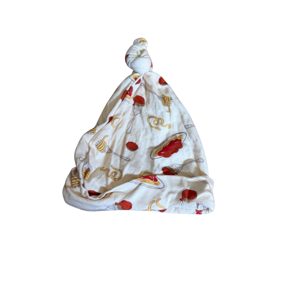 Milkberry tie knot spaghetti print infant newborn bamboo hat